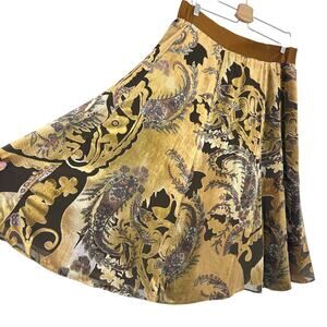 Coldwater Creek Womens Circle Midi Skirt Size L Burnout Velvet Floral Fairy Fall